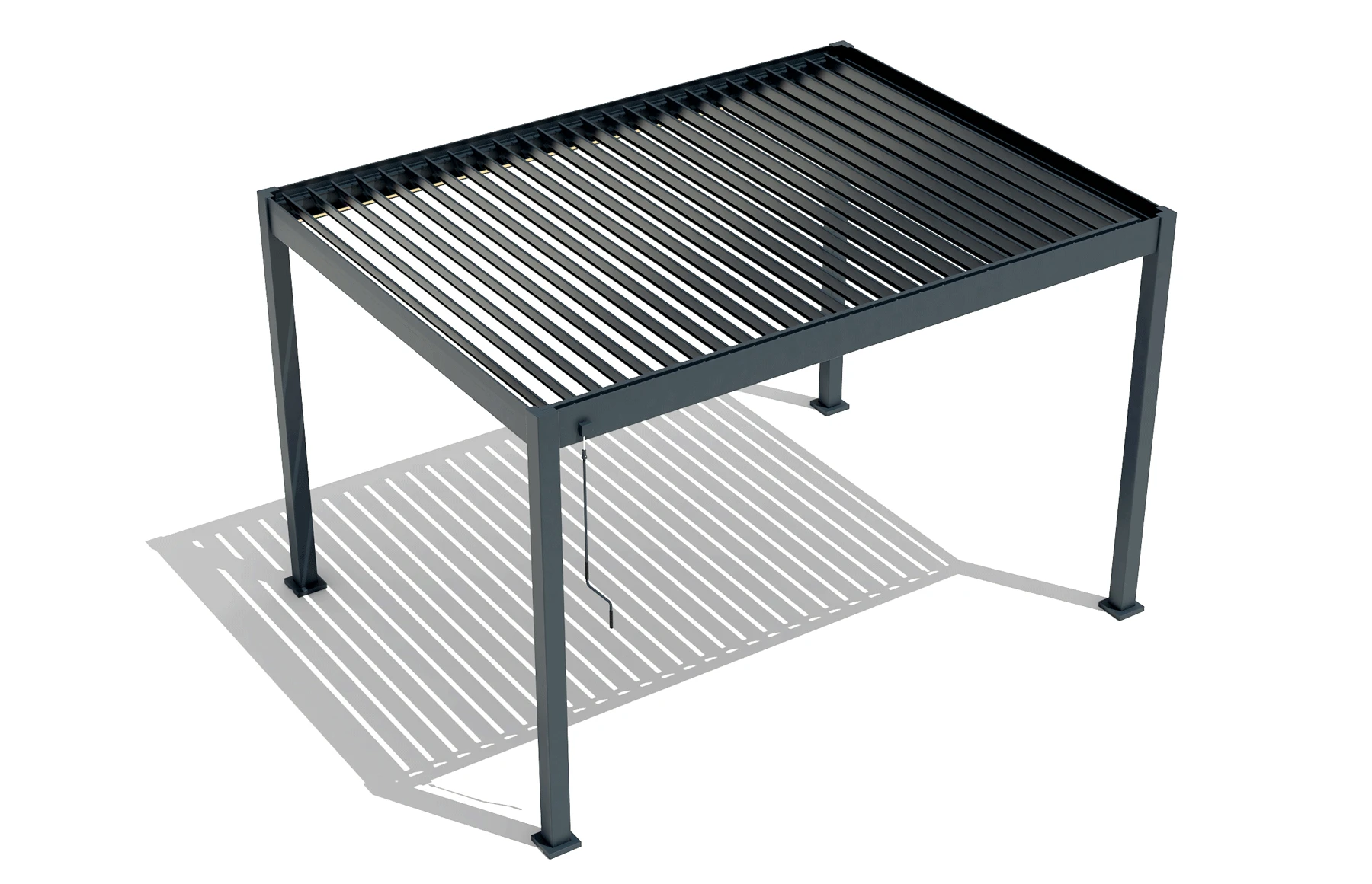 Aluminum bioclimatic pergola with adjustable louvers and integrated LED lighting
